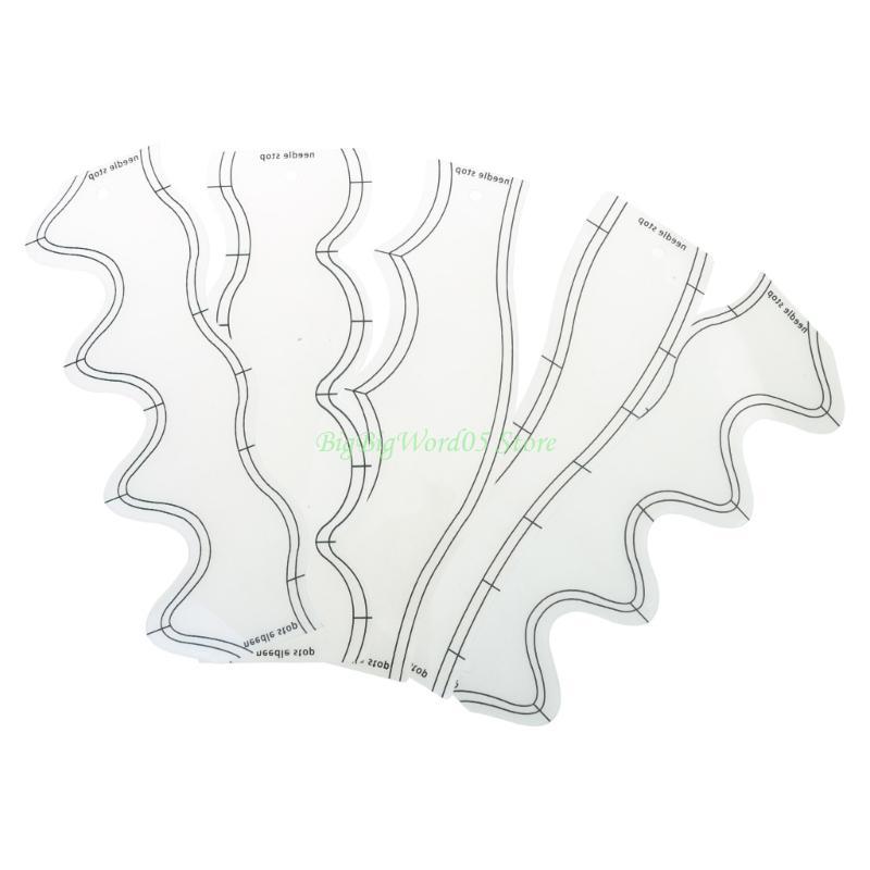 24TE 5 Pcs Acrylic Quilting Ruler Clear Quilting Templates Sewing Ruler for Crafting