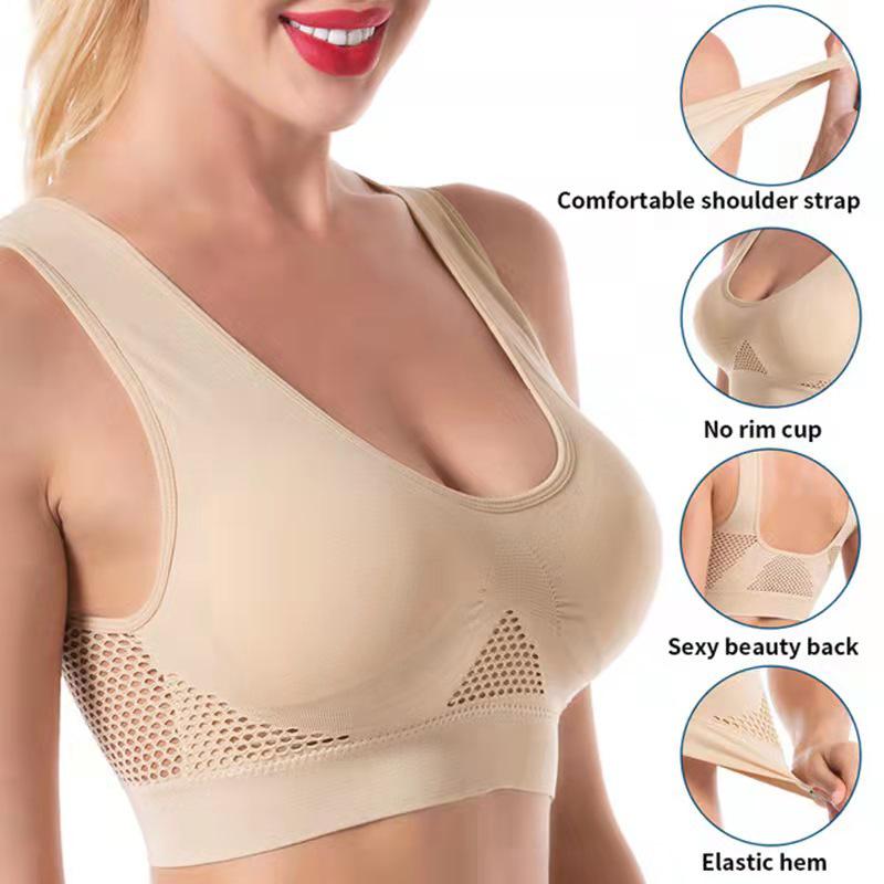 Breathable Mesh Sports Bra - Plus Size Yoga & Running Fitness Underwear