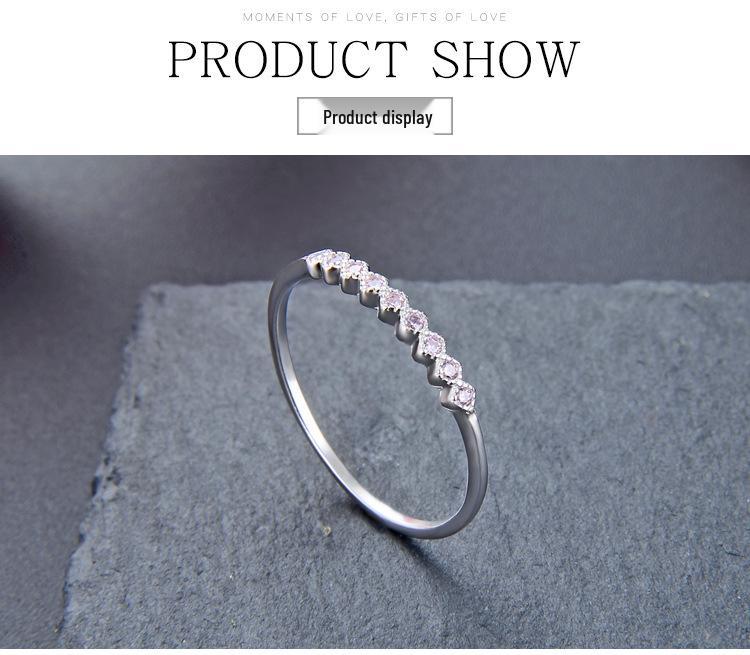 925 Sterling Silver Diamond Zircon Women's Minimalist Luxury Ring – Stackable for Index or Pinky Finger.