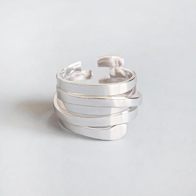 ANEMJERY Anello intrecciato con superficie liscia multistrato semplice per le donne Accessorio per gioielli per feste con personalità tutto-fiammifero