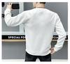 European Fashion Men's Long Sleeve Autumn/Winter Round Neck Sweater - White Casual with Hot Diamond Embossed Design
