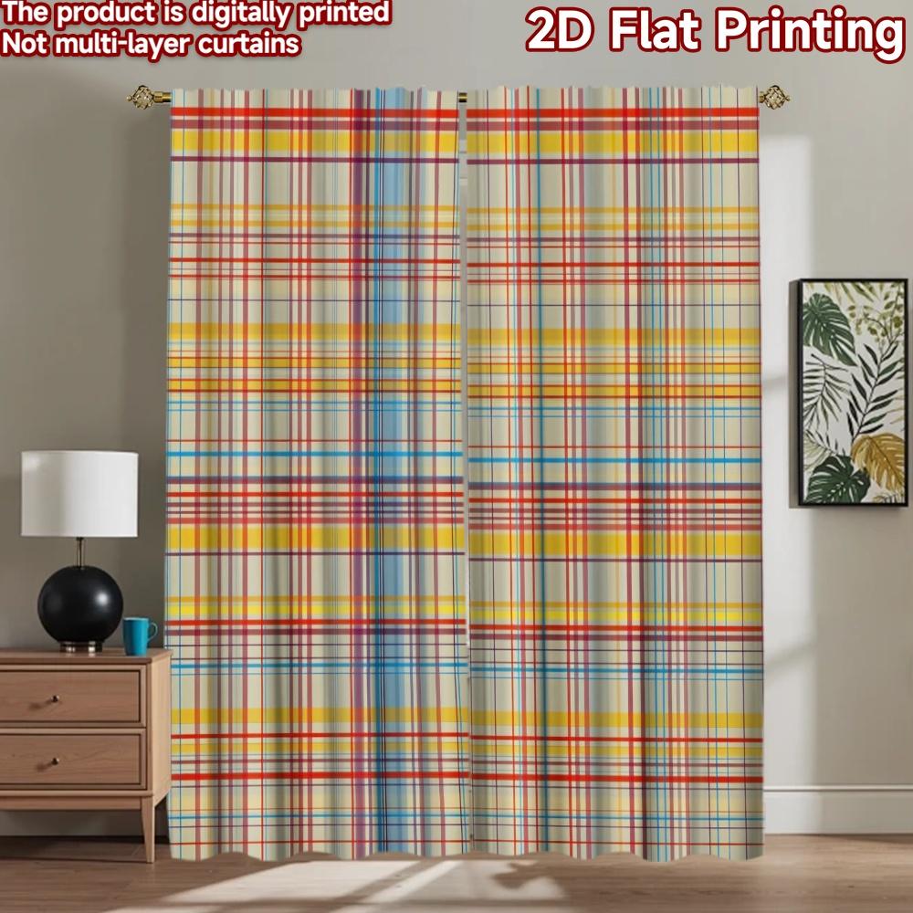 1pc 2D flat Photography Backdrop Background cloth Colorful Checkered Lines 100% Polyester Holiday Decorations Perfect for
