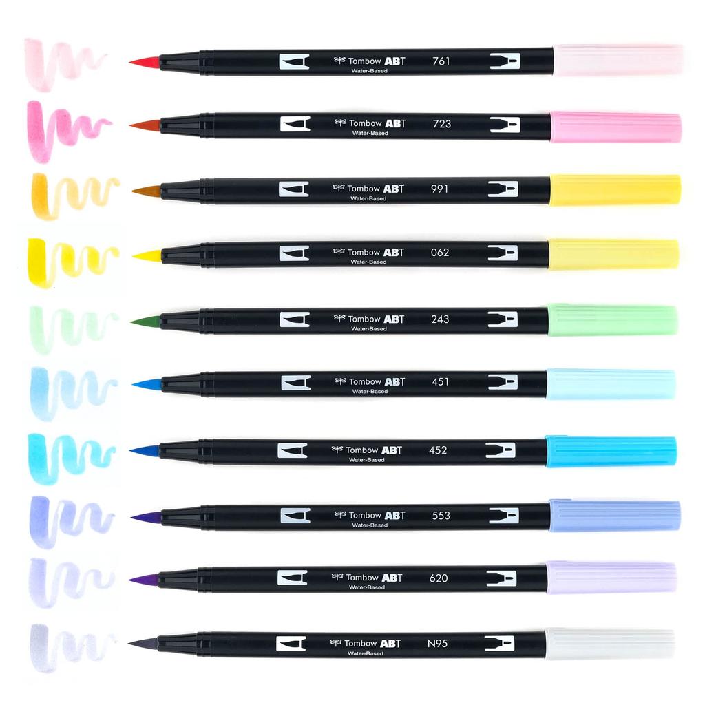 Tombow Dual Brush Pen Art Markers Pastel 10-pack,