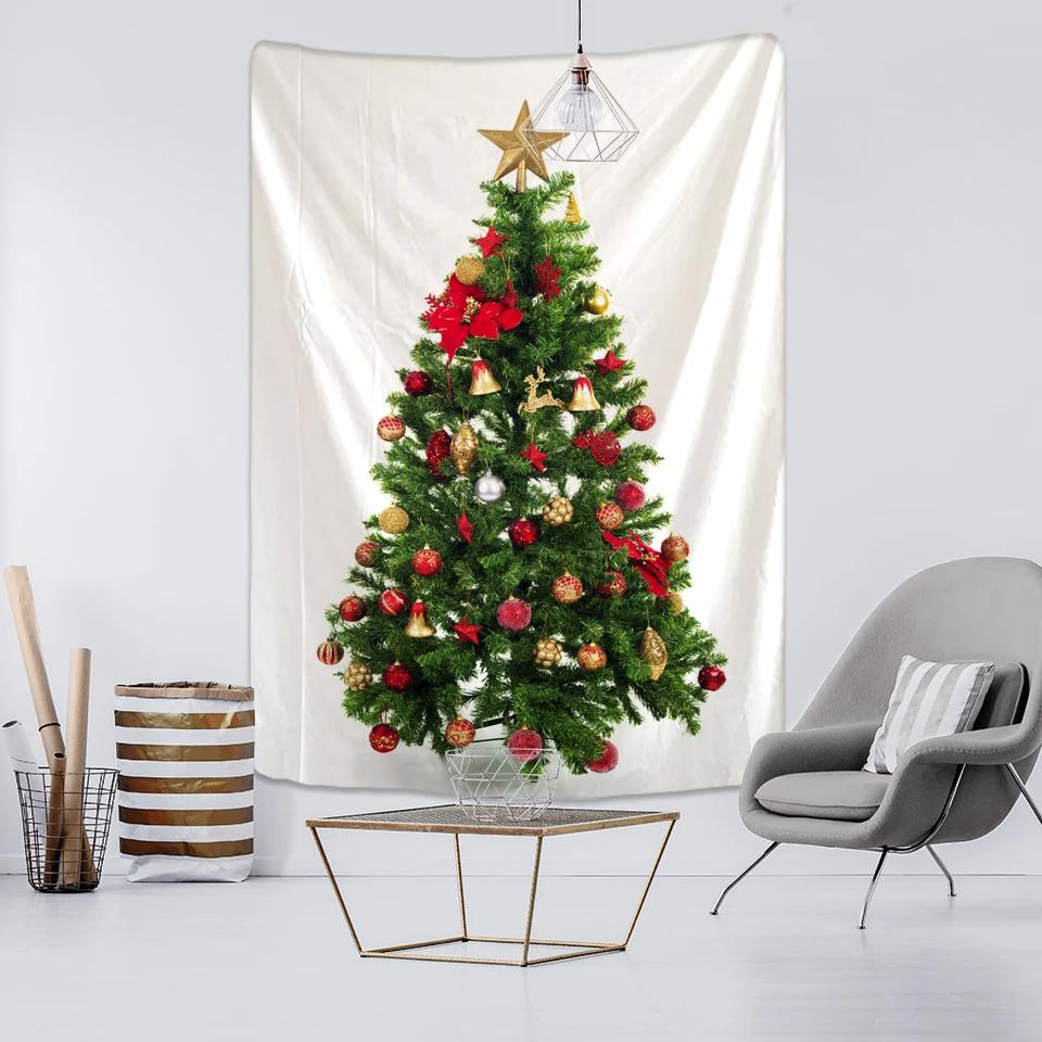 New Year Christmas Tree Tapestry Ornament Wall Hanging Tapestry Carpet Xmas Home Deocr Yoga Pad Bedspread Beach Mat Gift
