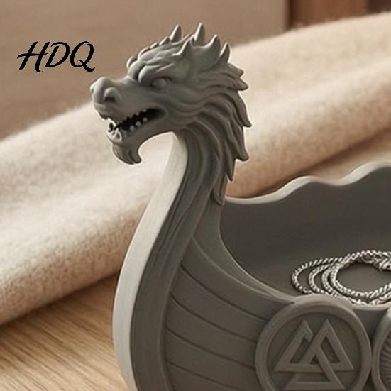 Artistic Key Bowl for Porch Resin Dragon Boat Storage Case Decorative Space Saving Desktop Functional Art Decor Organizer Matte Finish Sculpture