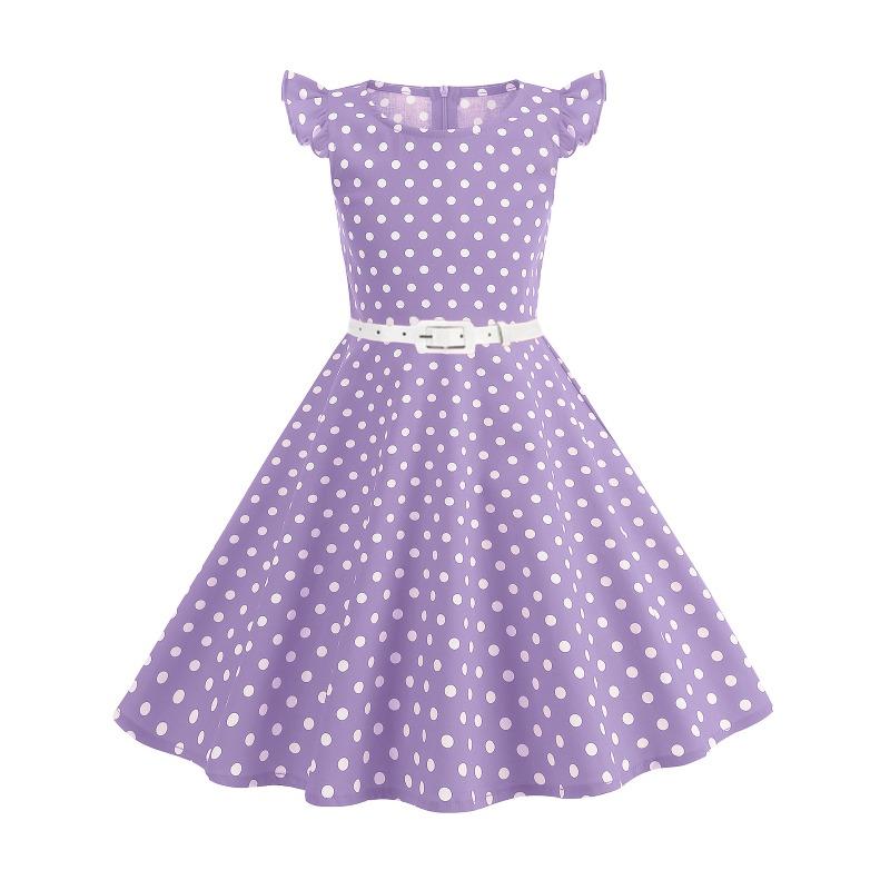European and American Polka Dot Children's Clothing Dress Summer Flying Sleeves Fresh Retro Skirt T
