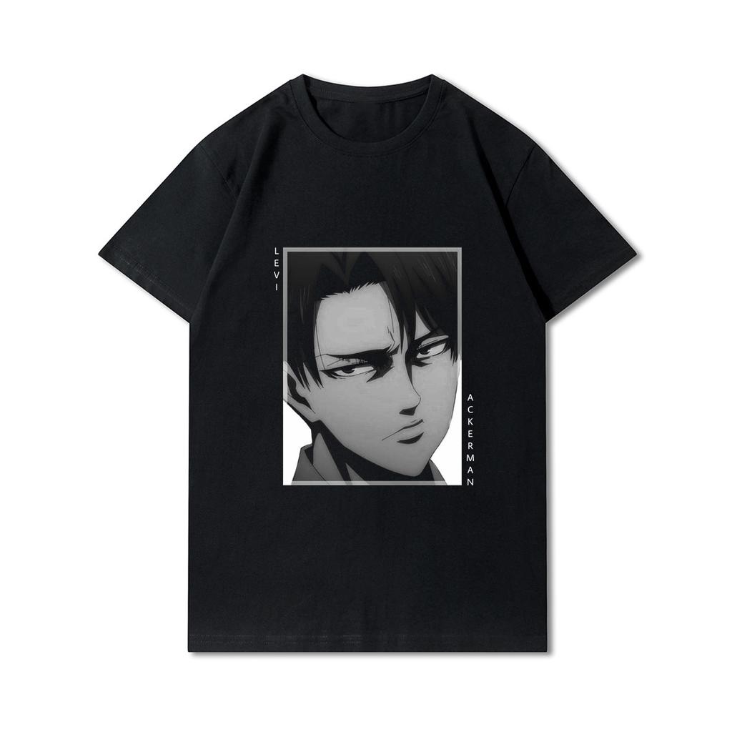 Plus Size Anime Attack On Titan Unisex trička Levi·AckerUnisex Eye Punk Tops Letní Harajuku Volné Gotické Topy s krátkými rukávy