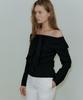 REORG Pap Off Shoulder Tie Blouse Black