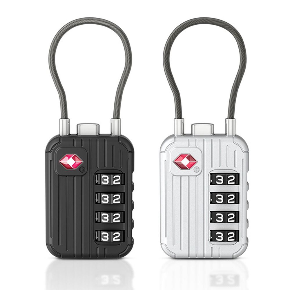 Anti-theft 4 Digit Combination Lock Zinc Alloy Wire Rope Padlock Customs Password Lock  for Travel