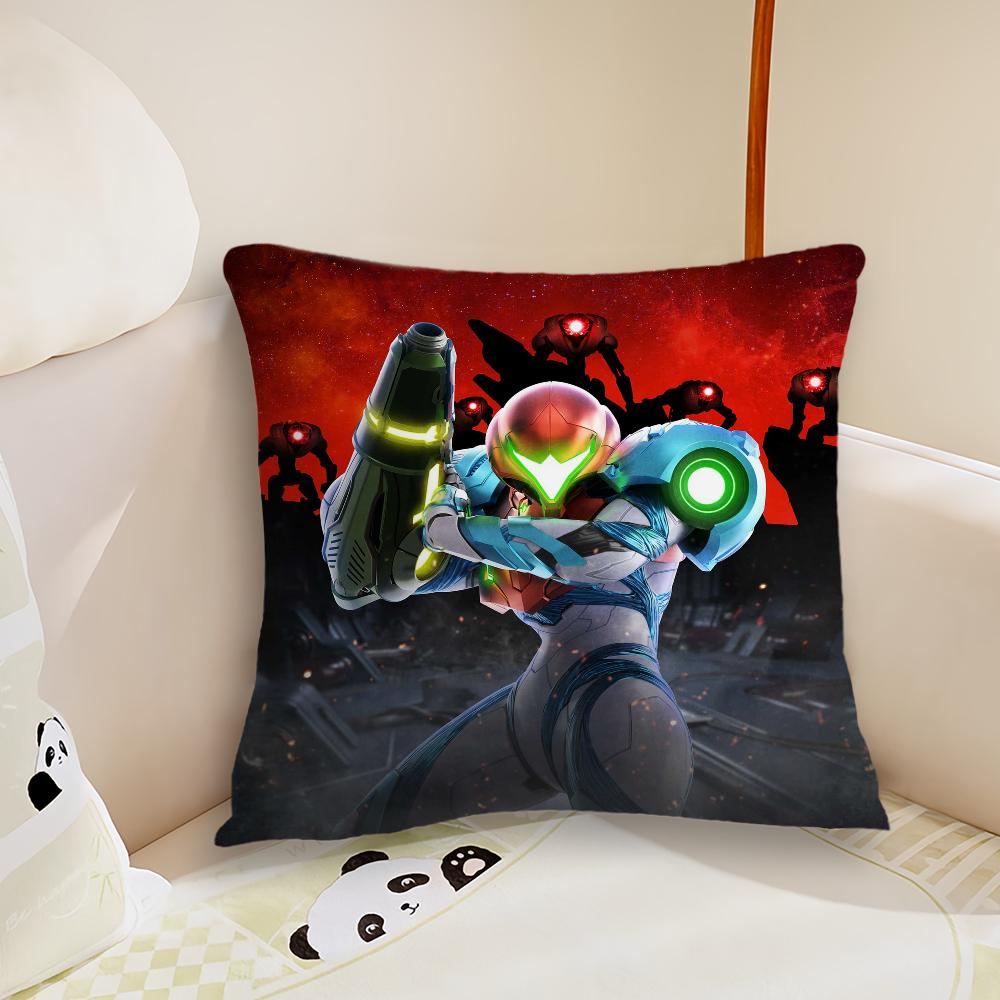 Hot Game M-Metroid Pillow Case Living Room Sofa Cushion Cover Suitable For Home Bedroom Room Decoration