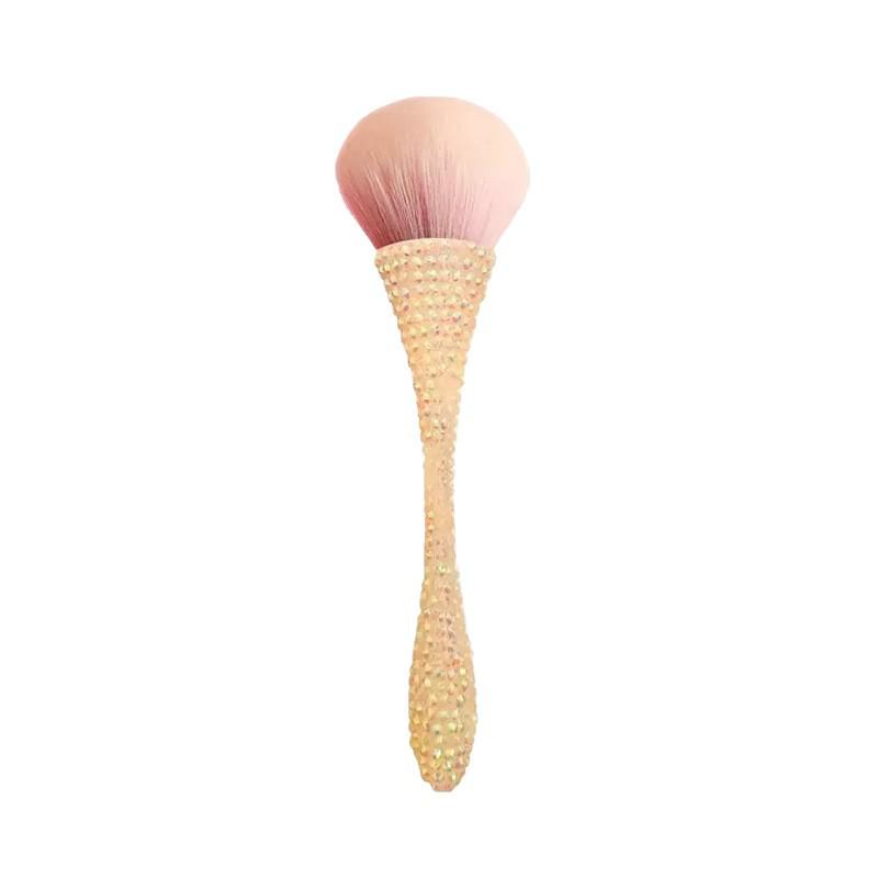 Diamond-Studded Slim Waist Powder Brush: Large Nail Art Dust & Setting Blush Brush