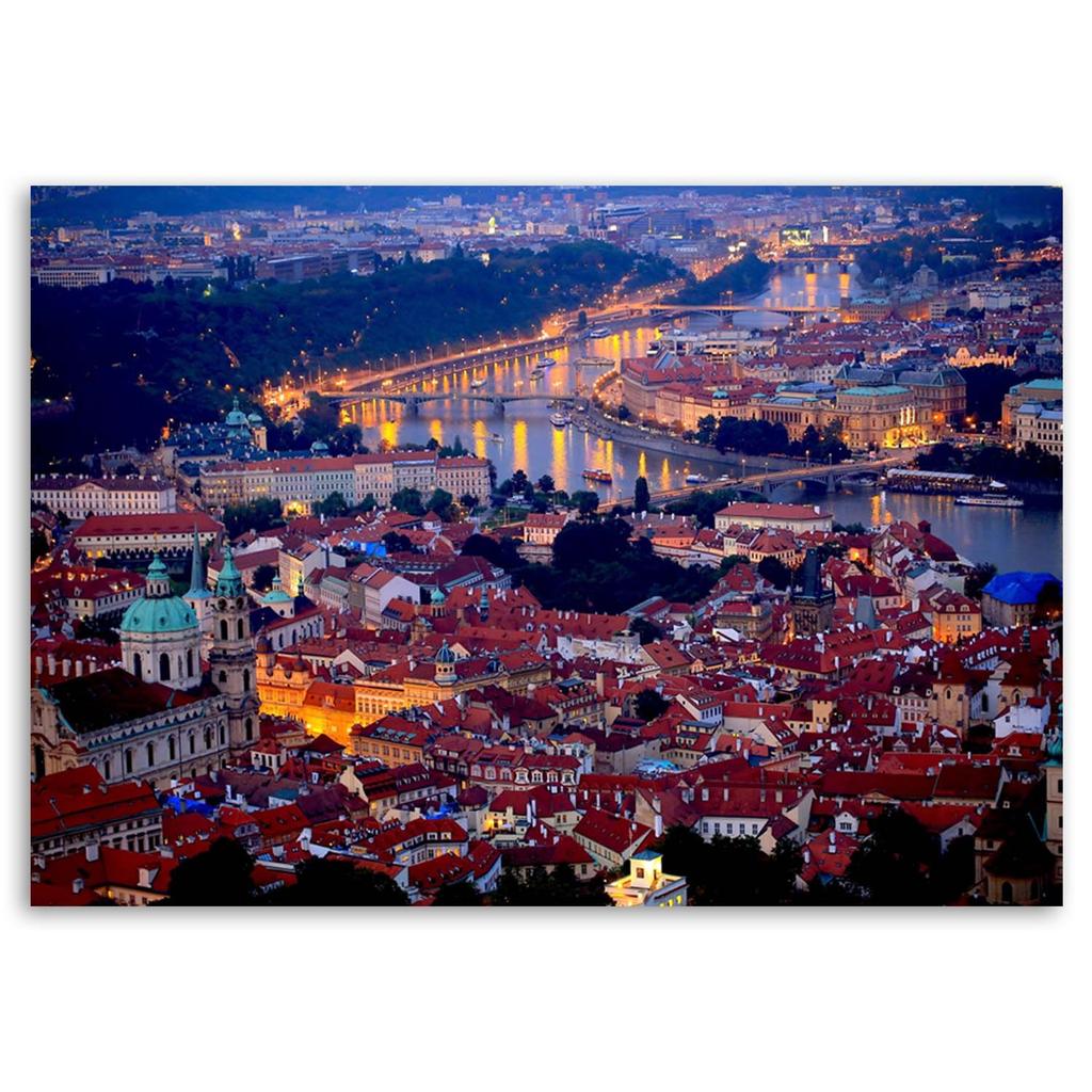 Canvas print, Prague city night architecture