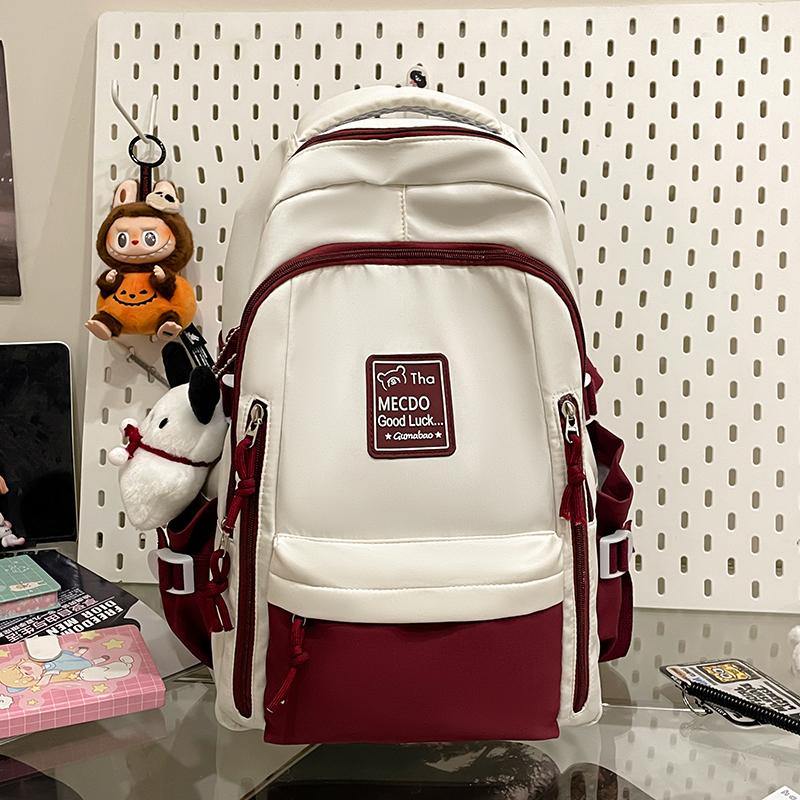 College Style Color Blocked Student School Bags Lightweight Large Capacity Multi-layer Storage Computer Backpack Campus Travel