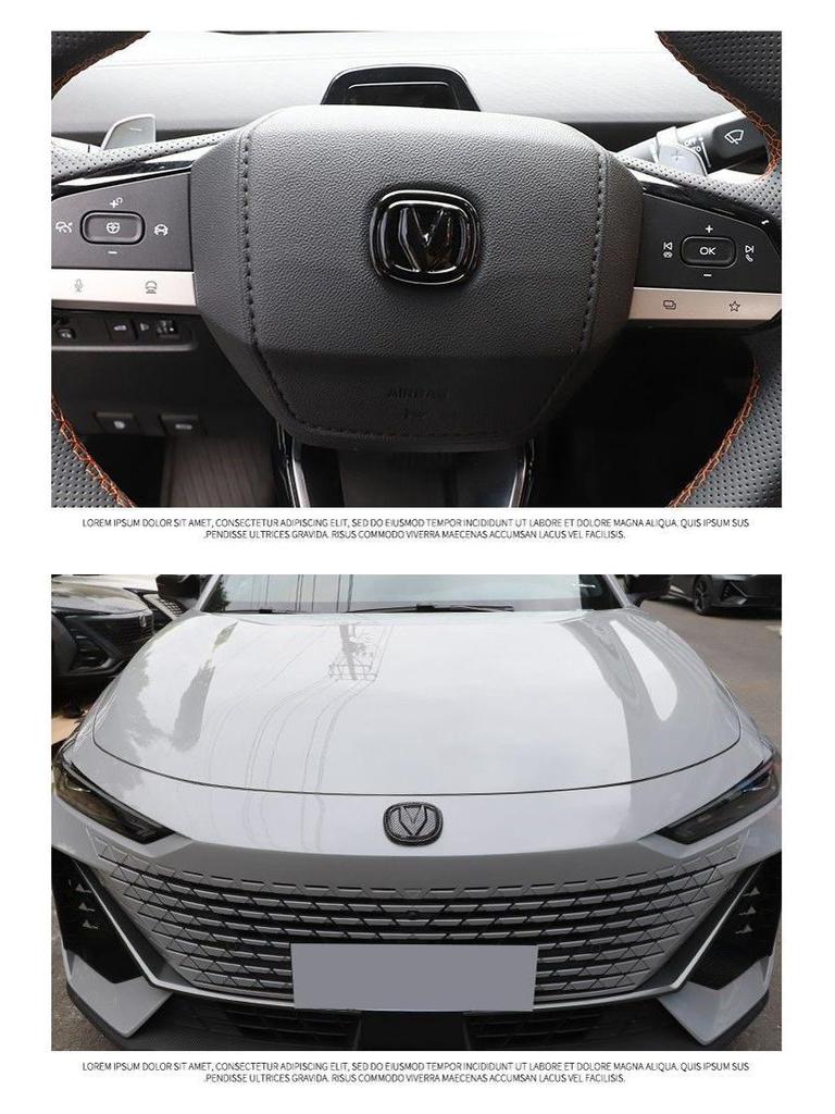 Changan UNIV Modified Car Black Carbon Fiber Logo Stickers for Front, Rear, and Steering Wheel