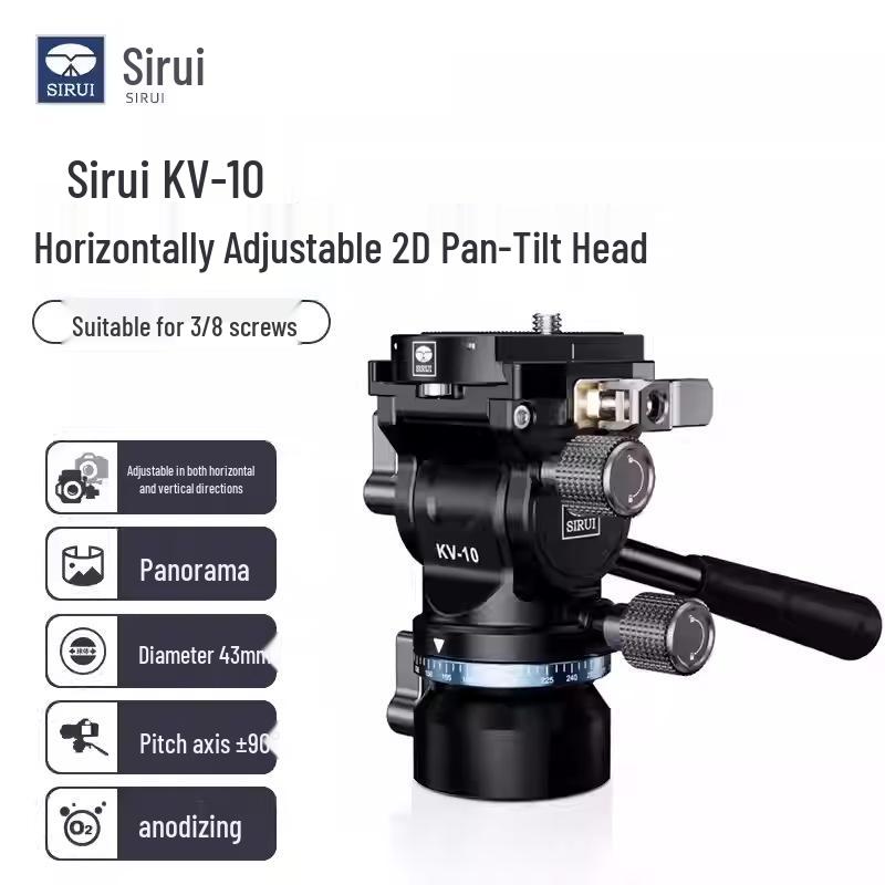 

7 Sirius KV-10 Pro Hydraulic Ball Head for Mirrorless DSLR Cameras, 2D Tripod Head with 3/8 Screw
