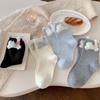 Sweat Absorption Mid Tube Socks Breathable Socking Fashion Bow Socks  for Women