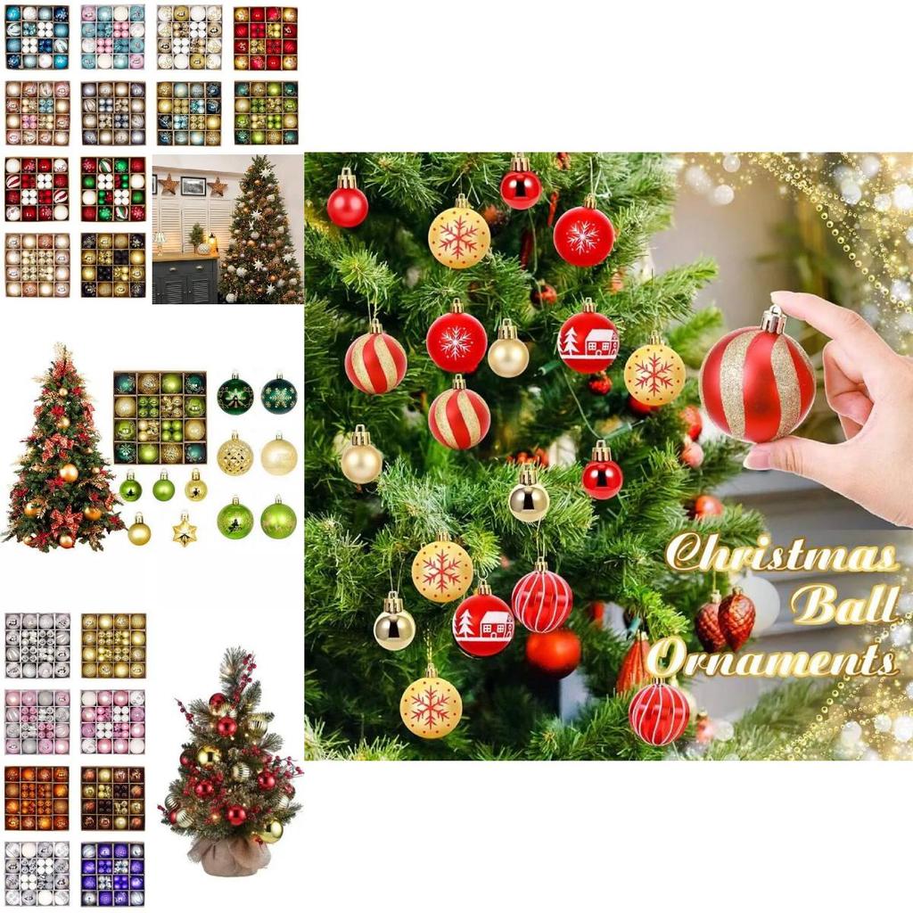 Charming 44 Piece Decorative Christmas Balls In Unique Shapes For Elegant Holiday Display