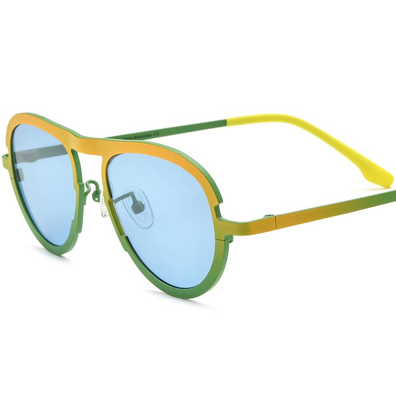 Borregls Colorful Titanium Sunglasses Men New Brand Designer Vintage Pilot Fashion Women Retro Polarized Sun Glasses 185800T Titanium