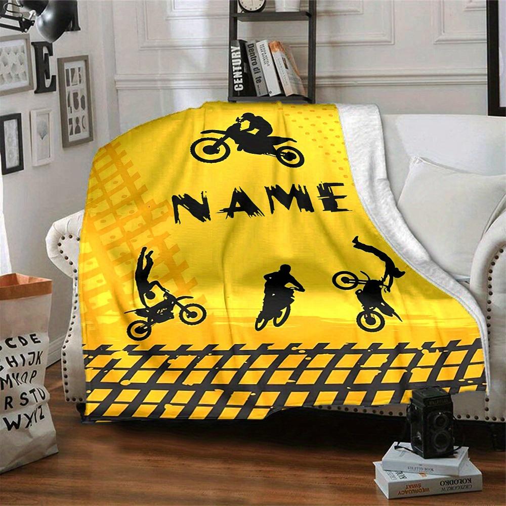 Dirt Bike Tricks Home Customize Your Name Blankets Comfortable Soft Lightweight Allseason Multipurpose Blanket For Picnics Sofas Offices Beds Living