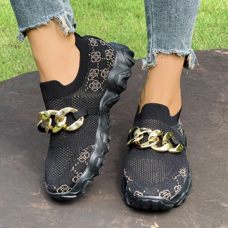 2025 Neue Bequeme Sneaker Flats Slip-on Damen Vulkanisierte Schuhe Mode Metall Dekoration Outdoor Lässig Atmungsaktive Sneaker