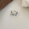 S925 Sterling Silver Adjustable Flower Ring - Retro Fashion Niche Design for Women