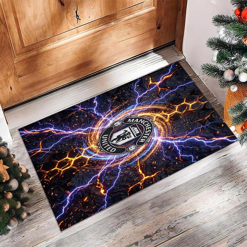 Tappeto in Flanella Stampato Manchester United Antiscivolo Morbido Poliestere Tappeto per Pavimento Tappetino Decorativo per Interni per Camera da Letto Soggiorno Divano