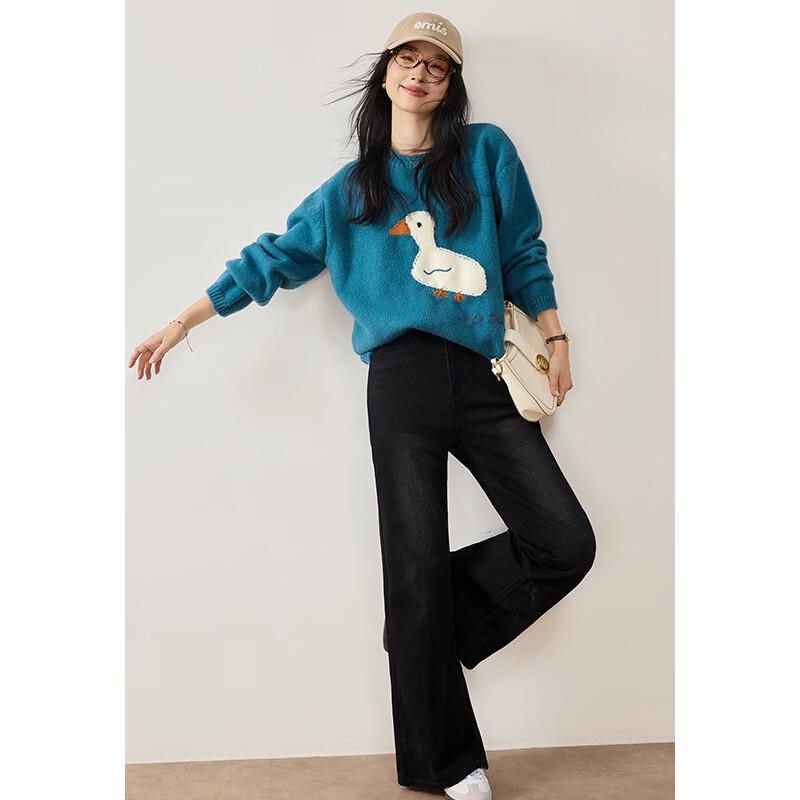 VICTORIA&VERA Women's Little Duck Jacquard Knit Sweater