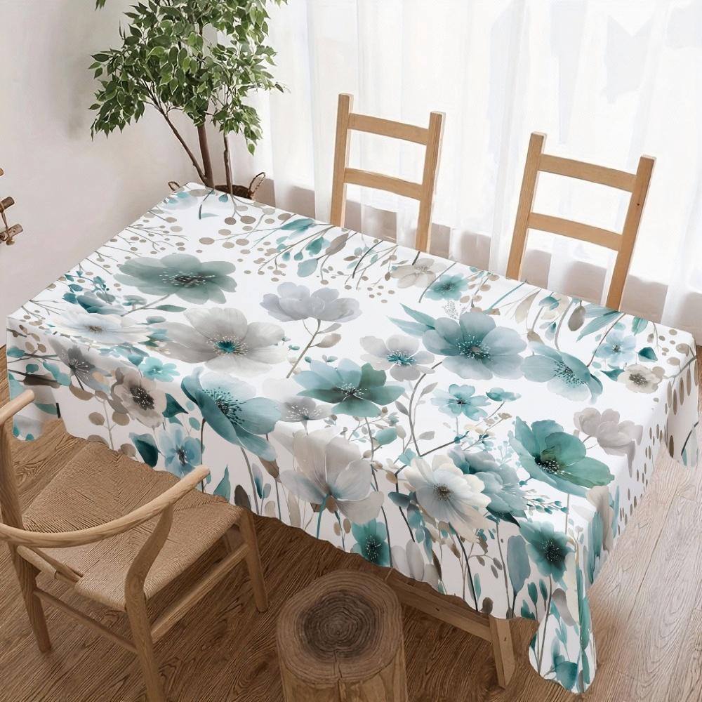 Floral Pattern Rectangle Table Cloth for Table Decor Kitchen Dining Waterproof Reusable Tablecloth for Tables Holiday Party