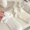 Sock Set - Spring/Summer - Heart Embroidery - Versatile - Stretch-Free - Solid Color - Mesh - Breathable - Short Tube - Boat Shoes - Cotton