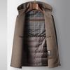 Men's 2025 Autumn/Winter Hooded Wool Coat with Detachable Down Liner - Youth Business Double-Sided Short Jacket.