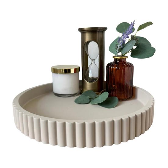 Round Rectangle Decorative Tray Multi-purpose Jewelry Trinket Holder Organizer Storage Serving Tray Living Room Kitchen Counter Coffee Centerpiece