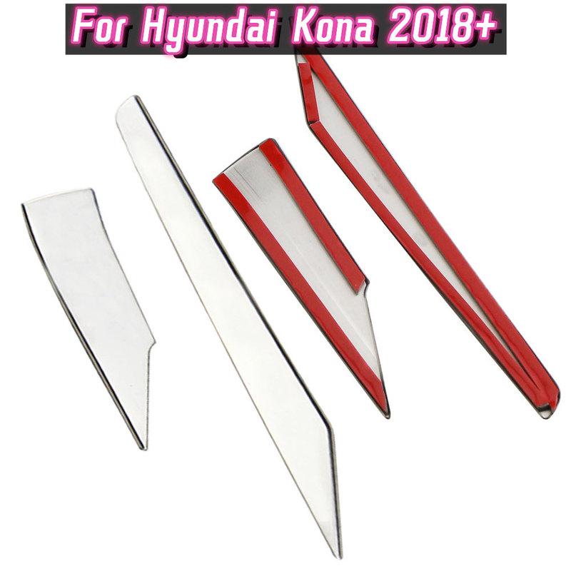 4Pcs Stainless Steel Car Rearview Mirror Cover Anti-Scratch Sticker Trim for Hyundai Kona Kauai Encino 2017- Accessories