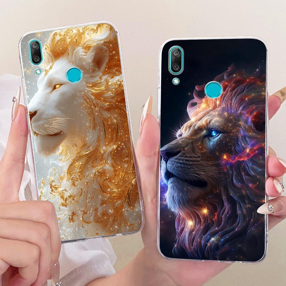 For Huawei Y7 Prime 2019 Case DUB-LX3 Cute Lion Fashion Painted Cover Soft Slim Phone Case For Huawei Y7 Pro 2019 Y 7 2019 Shell