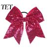 Dance Team Hair Ties Sequins Bows, Elastic Tie, Large Cheerleading Performance Band Ponytail Holder, Glitter Scrunchies for Women Girls Teens