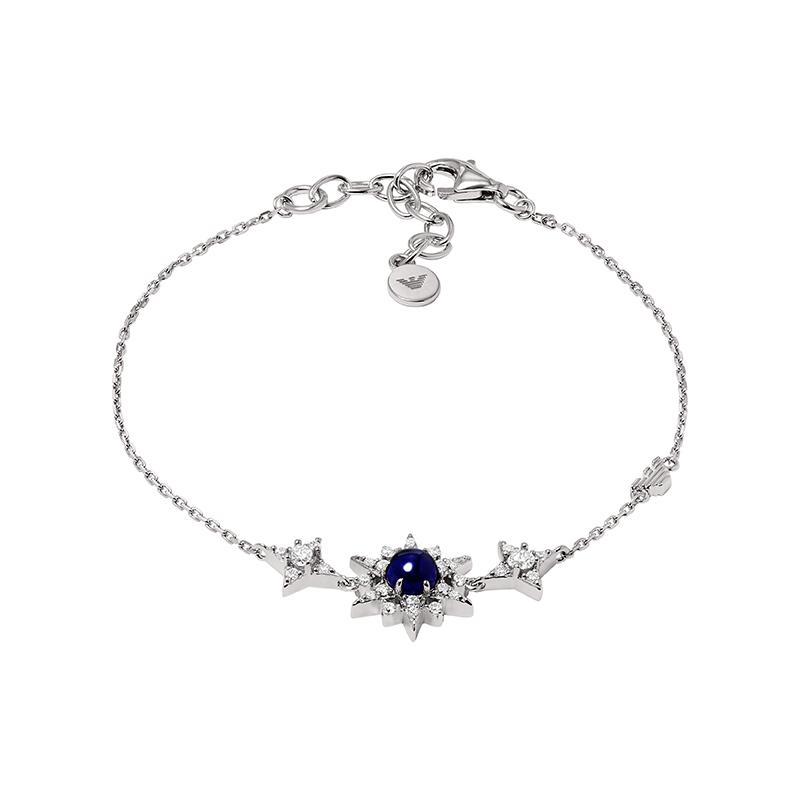 Emporio Armani Night Sky Blue Star Moon Series Paved Star Design Bracelet Women bracelet Silver EG3601040 Shopping Bag