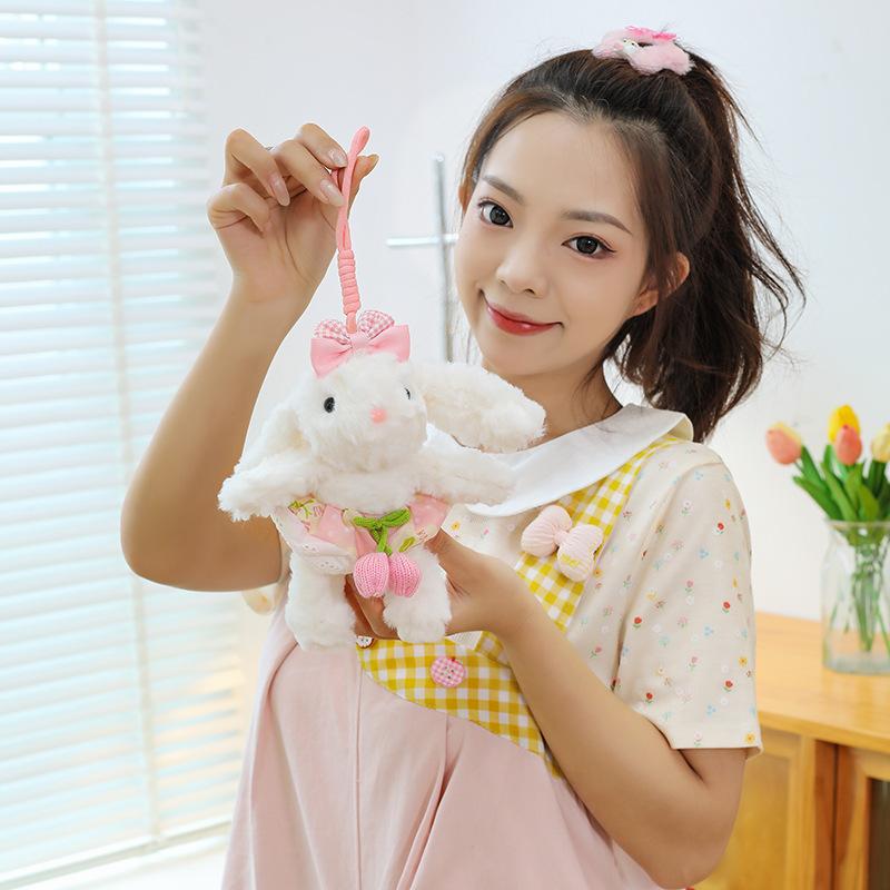 Popular Flower Dress Princess Rabbit Pendant Cute Long-eared Rabbit Keychain Girls Bag Boutique Pendant Doll