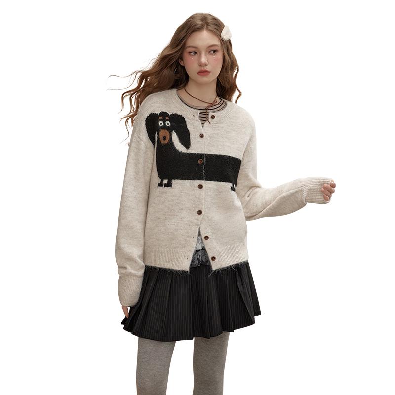 

UNIFREE Women s Playful Jacquard Knit Cardigan One Size