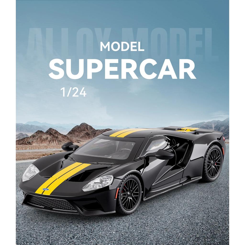 1/24 Ford GT Alloy Super Sports Car Model Diecasts Metal Racing Vehicles Car Model High Simulation Sound and Light Kids Toy Gift
