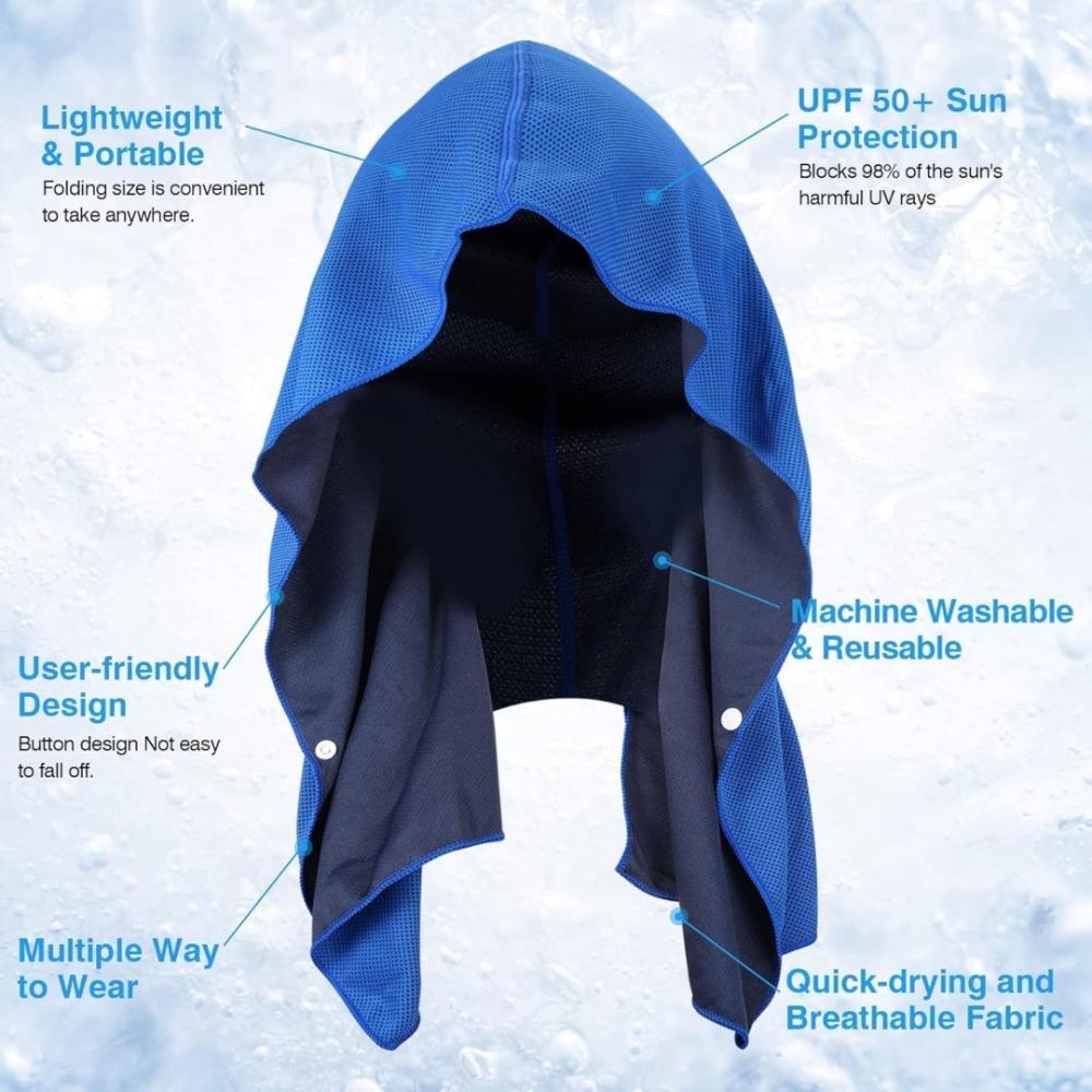 U Cooling Hoodie Towel Beach Camping Gym Building Sun Protection Quick Drying Sports Cooling Towel Headband