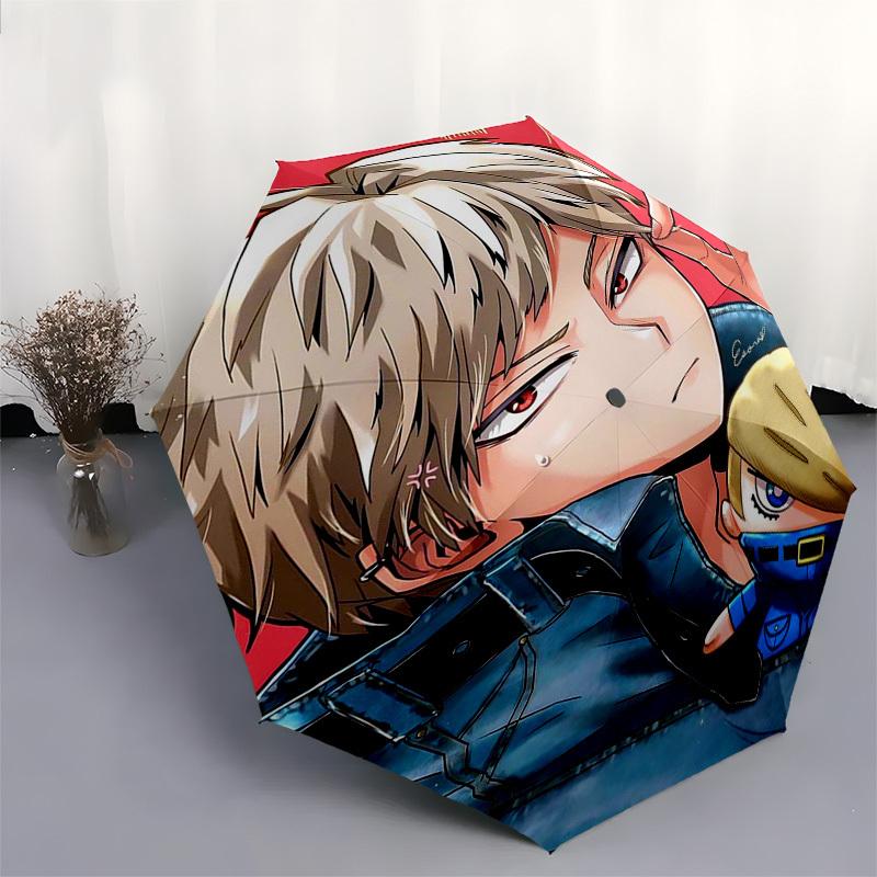 1pz Ombrello da Esterno con Design di Personaggio Anime - Apertura/Chiusura Automatica, Design Portatile a 3 Pieghe, Telaio in Ferro a 8 Stecche - Regalo Perfetto per i Fan, T