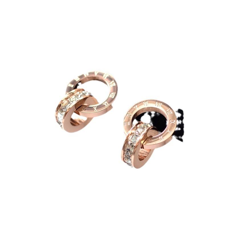 Wenjian 18K Gold-Plated Roman Ring Zircon Rose Gold Earrings