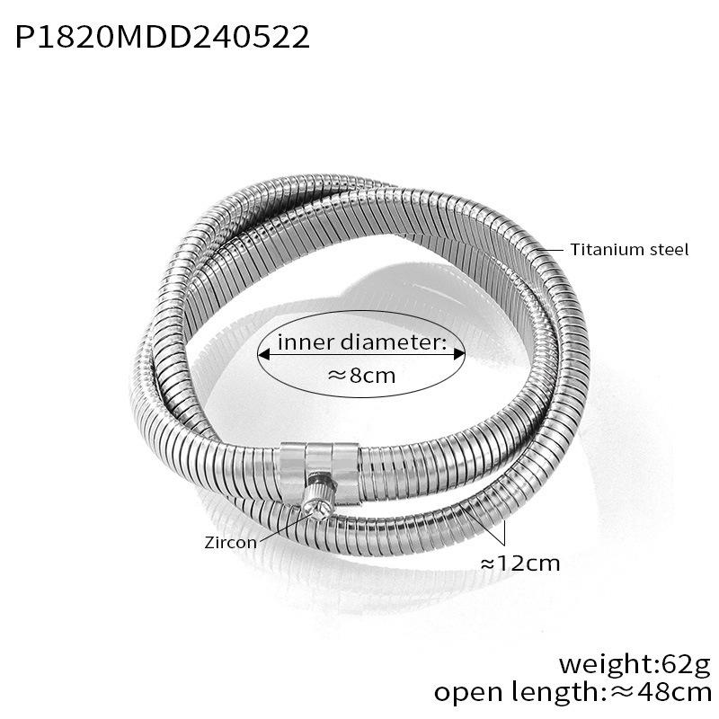 Titanium Steel Plated with 18K Gold, Personalized Exaggerated Zircon-inlaid Open Multi-ring Bracelet, Creative Necklace, Two Kinds of Wear