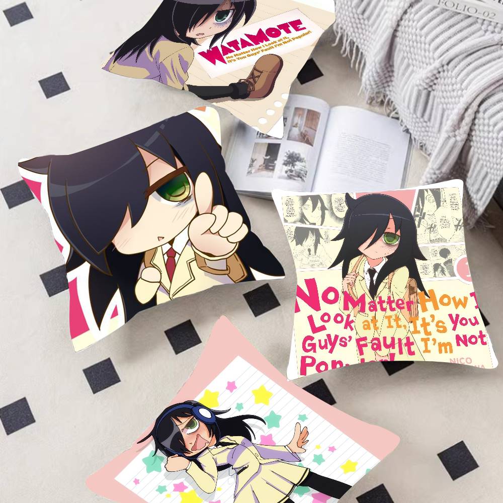 Anime Watamote Kuroki Tomoko Personalized Pillow Dust Cover Bedroom Kids Party Decoration Pillowcase Birthday Children Gift