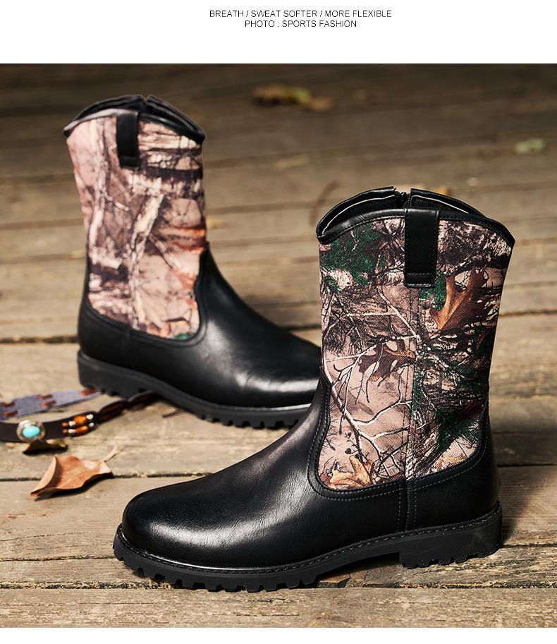 Men's Retro Camouflage Martin Boots: High-Top Workwear Motorcycle Shoes