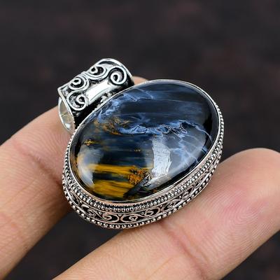 Pietersit-Anhänger, Edelstein-Anhänger, 925er Sterlingsilber-Anhänger, handgefertigter Pietersit-Schmuck, Vintage-Anhänger, Geschenk für Frauen, Statement-Anhänger