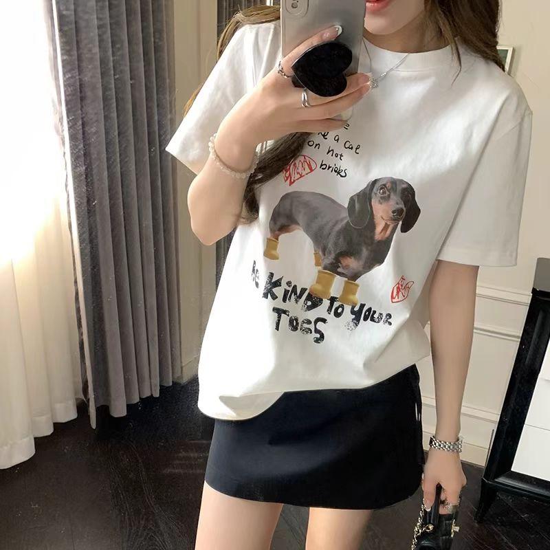 

Fashion summer pure Cotton t Shirt Women y2k Tops T-Shirts Short Sleeve Casual oversized funny cartoon print Women s Tees UNISEX hip hop streetwear 2XL белый