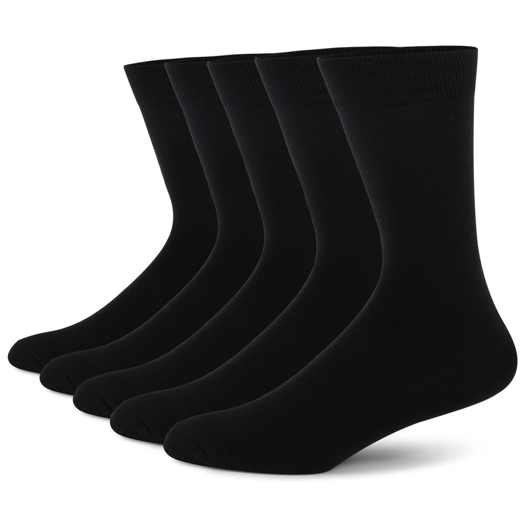 5 Pairs Mens Dress Socks Stripe Plus Size High Quality Combed Cotton Crew Socks Black Cool Breathable Casual Socks for Men