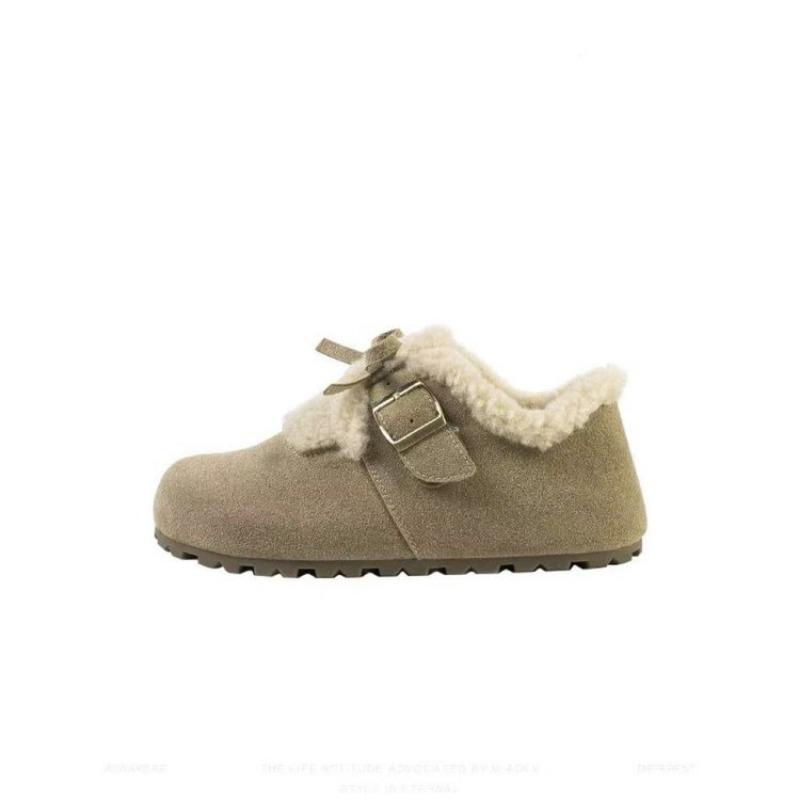Thick-soled Burken Shoes, Women's Fleece Shoes, New Flat Anti-slip Snow Boots, Warm Cotton Shoes