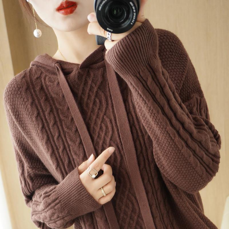 Women Knitted Hoodie Sweater MODERN NEW SAGA Winter Thick Knitted Pullover Sweatshirt Autumn Cashmere Wool Sweaters Female Jumper
