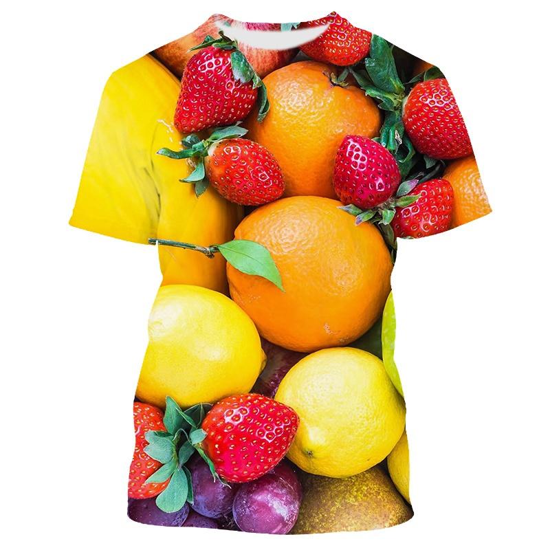 Früchte Beeren Muster Herren T-Shirt Lässig Herren Weich Locker Kurzarm Kleidung Modisch Streetwear Lustig Rundhals Oberteile